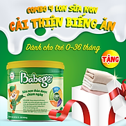 Combo 4 lon sữa non thảo dược chùm ngây Babego cải thiện biếng ăn, táo bón