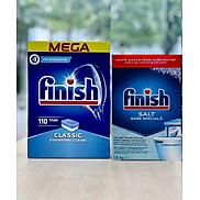 Combo 110 viên Finish +1.5kg muối rửa bát dùng cho máy rửa bát chén + Tặng