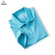 Áo polo nữ màu xanh ngọc xanh thiên thanh phối viền ADINO vải polyester
