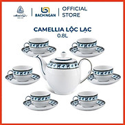 Bộ Ấm Trà Minh Long 0.8 L Camellia Lộc Lạc hàng đẹp, cao cấp