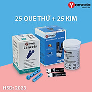 Hộp 25 que thử tiểu đường Yamada BS602 tặng kèm 25 kim, men GDH-FAD