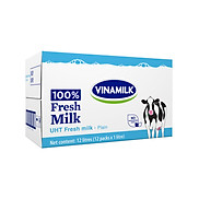 THÙNG 12 HỘP SỮA TƯƠI TIỆT TRÙNG VINAMILK 100% KHÔNG ĐƯỜNG 1L