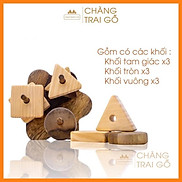 Bộ Tháp Xếp Khối Tròn Vuông Tam Giác, Đồ chơi phát triển tư duy cho bé