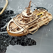 Mô hình gỗ cơ khí tự chuyển động- UGEARS Tugboat - Tàu phá băng