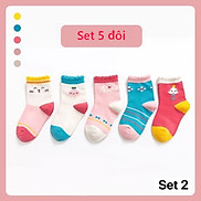 Tất vớ cho bé gái 1-12 tuổi Set 5 đôi tất trẻ em trộn màu cao cổ chống