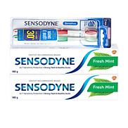 Bộ 2 Kem Đánh Răng Sensodyne Fresh Mint 160g tuýp + Vỉ 2 Bàn Chải