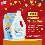 Combo 01 Túi 1.2L + 01 chai 1.6L Nước Giặt xả Pom Pom Newborn chuyên biệt dành cho bé sơ sinh (0 - 12 tháng) thumbnail