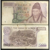 Tiền xưa Hàn Quốc 1000 won sưu tầm thumbnail