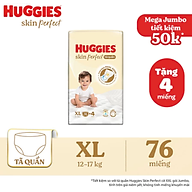 Tã quần Huggies Skin Perfect Mega Jumbo XL72+4 miếng với 2 vùng thấm giảm kích ứng da
