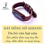 Dây miband da bò thật vân hạt handmade bền chắc cao cấp cho miband 3 , miband 4 , miband 5, miband 6 - RAM