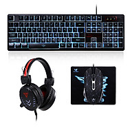 Gaming Keyboard Mouse Headset Set Wired Monochrome Backlight Keyboard thumbnail