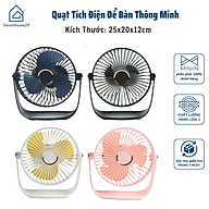 Quạt Tích Điện Để Bàn Thông Minh 5 Tốc Độ Gió, Tích Hợp Đèn Ngủ, Siêu Nhẹ, Tiết Kiệm Năng Lượng - HÀNG CHÍNH HÃNG MINIIN