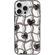 Ốp lưng cho IPhone 15 - 15 Plus - 15 Pro - 15 Pro Max - 16 - 16 Plus - 16 Pro - 16 Pro Max - Họa Tiết Tim Đen - Hàng Chính Hãng