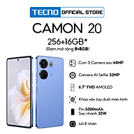 Điện thoại Tecno CAMON 20 8GB/256GB - Camera 64MP + 32MP | 5000 mAh | Sạc nhanh 33W | 6.7'' FHD AMOLED - BH 13 Tháng - Hàng Chính Hãng