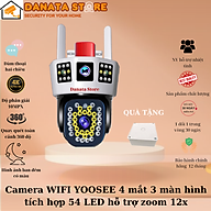 Camera WIFI YooSee 4 mắt 3 màn hình PTZ 10.0MPx - tích hợp 54 đèn LED siêu sáng hỗ trợ đàm thoại 2 chiều, cảnh báo chuyển động - Hàng chính hãng
