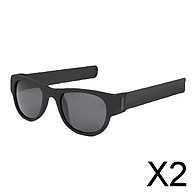 2xSlap Wristband Wrist Folding Sunglasses Trendy Foldable Sun Glasses Black thumbnail