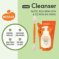 Combo nước rửa bình sữa gói + Dụng cụ vệ sinh bình sữa đa năng Wesser