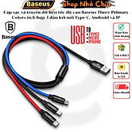 Cáp sạc và truyền dữ liệu tốc độ cao Baseus Three Primary Colors tích hợp 3 đầu kết nối Type C, Android và IP - Hàng chính hãng
