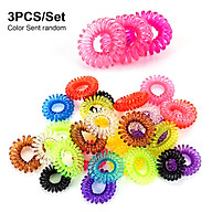 3PCS Set Telephone Line Hair Ropes 3.5cm Diameter Small Elastic Colorful Hair Bands Ponytail Holder Set for Girls thumbnail