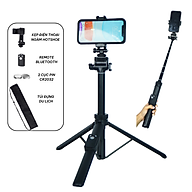 Gậy chụp ảnh tích hợp Tripod Yunteng VCT 6688 phụ kiện kèm theo remote và kẹp điện thoại - Hàng chính hãng