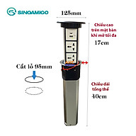 Ổ điện âm bàn đảo bếp hình trụ Sinoamigo SMT-4, nâng hạ tự động, tích hợp sạc không dây - Hàng nhập khẩu chính hãng