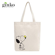 Túi tote vải mộc GINKO dây kéo in hình Snoopy and Friends M106 thumbnail