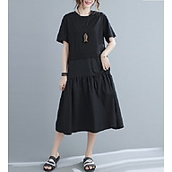 Đầm suông form rộng cách điệu gắn liền chân váy xếp ly phong cách hiện đại thumbnail