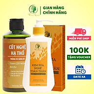 Bộ dưỡng trắng da body cho mẹ sau sinh Wonmom ( 1 kem sữa nghệ toàn thân + 1 cốt nghệ)