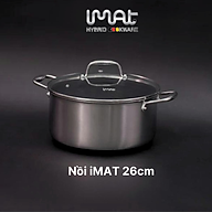 Nồi nông inox iMat Blackcube 26cm, Cao 13.2 cm, Thể tích 6.0L, Chống dính Daikin-Nhật Bản thế hệ mới