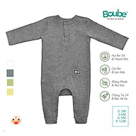 Bộ liền thân, bộ bodysuit cài thẳng dài tay 2 túi nhiều màu sắc cho bé Boube, vải Cotton organic thoáng mát - Size 0-12M