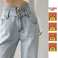 Quần jeans nữ phối nút, lưng cao, tôn dáng vải co dãn mềm cao cấp 234 thumbnail