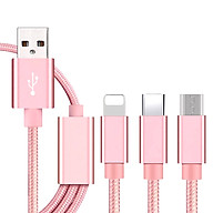 3 in 1 USB Cable Type-C Lightning Micro USB Charging Cable 3ft Nylon Braided Cell Phone Charging Cord thumbnail