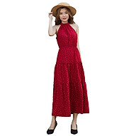 Đầm Maxi Nữ Vải Lụa Chấm Bi Cổ Yếm 46-64 kg - MEEJENA - 3833 thumbnail