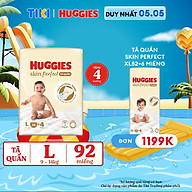 Tã quần Huggies Skin Perfect Mega Jumbo L88+4 miếng với 2 vùng thấm giảm kích ứng da