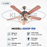 Quạt trần chùm đèn Klasse 52KSP 619 Hàng chính hãng