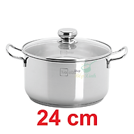 Nồi Inox 430 Bếp Từ 3 Đáy Nắp Kính Fivestar Tặng 5 Muỗng Ăn (24cm)