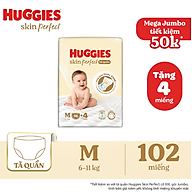 Tã quần Huggies Skin Perfect Mega Jumbo M98+4 miếng với 2 vùng thấm giảm kích ứng da