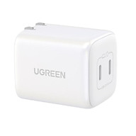 Ugreen 15331 45W Bộ sạc nhanh Nexode GaN 2 cổng USB Type-C PD3.0 Màu Trắng chuẩn cắm US foldable cd294 - Hàng chính hãng