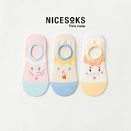 Set hộp 3 đôi tất nữ NICESOKS - NS518713FS chất liệu cotton cao cấp, dáng lười ngắn cổ thể thao, họa tiết cute , hàng chính hãng thumbnail