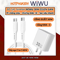 Bộ cóc củ dây sạc nhanh 30W USB C kèm dây Type C to Type C 60W PPS chống cháy hiệu WIWU GAN ESSEN Fast Charger cho iPhone 6 15 14 13 12 11 cho iPad S24 S25 Find Flip Fold - Hàng nhập khẩu