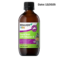 Siro BRAUER Kids Liquid Iron with vitamin B - Bổ sung sắt và vitamin B cho trẻ từ 1 tuổi (200ml)
