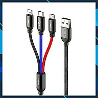 Cáp sạc 3 đầu Baseus Three Primary Colors 3-in-1 Cable USB For M+L+T 3.5A CAMLT-BSY - Hàng chính hãng