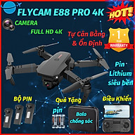 Máy bay Flycam mini 4k giá rẻ Drone E88 Pro 2 camera kép kết nối WIFI 2.4GHZ, ĐỘ PHÂN GIẢI 4K, Bay cao 100m, nhào lộn 360 độ thích làm đồ chơi cho bé Tặng túi đựng chống sốc - Hàng chính hãng