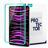 Bộ 2 miếng dán màn hình ESR cho iPad Pro 12.9 inch (2022/2021/2020/2018, thế hệ 6/5/4/3), Kính cường lực có khung căn chỉnh - Hàng Chính Hãng