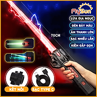 Kiếm Laser phát ánh sáng Lazer nhựa đồ chơi thu gọn cho trẻ em bé ghép 2 đầu tặng PIN MySun