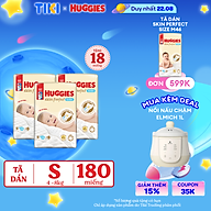 Combo 3 gói Tã/bỉm dán sơ sinh Huggies Skin Perfect S 54+6 miếng với 2 vùng thấm giảm kích ứng da