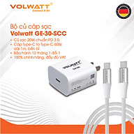 Bộ củ cáp sạc siêu nhanh Volwatt GE-30G-SCC 30W GaN hàng chính hãng | Adapter PD Type-C + Cáp Type-C 60W, BH 12 tháng