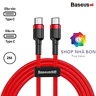 Dây cáp sạc nhanh Type-C dài 2M hiệu Baseus Cafule Type C to Type C PD truyền data tốc độ cao  cho Smartphone / Tablet / Macbook / Laptop Type C Samsung Huawei Oppo Xiaomi Vsmart (3A, 60W, Sạc nhanh PD, Sạc nhanh QC 4.0 Quick Charge) - Hàng nhập khẩu