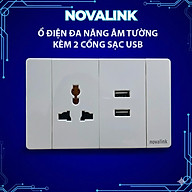 Ổ điện âm tường đa năng có 2 cổng USB sạc nhanh, tải 15A cho nhà ở và văn phòng – Hàng chính hãng