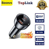 Tẩu Sạc Nhanh Xe Hơi 100W 2 Cổng Sạc USB Type C Kỹ Thuật Số PPS QC PD 3.0 - Hàng Chính Hãng Baseus